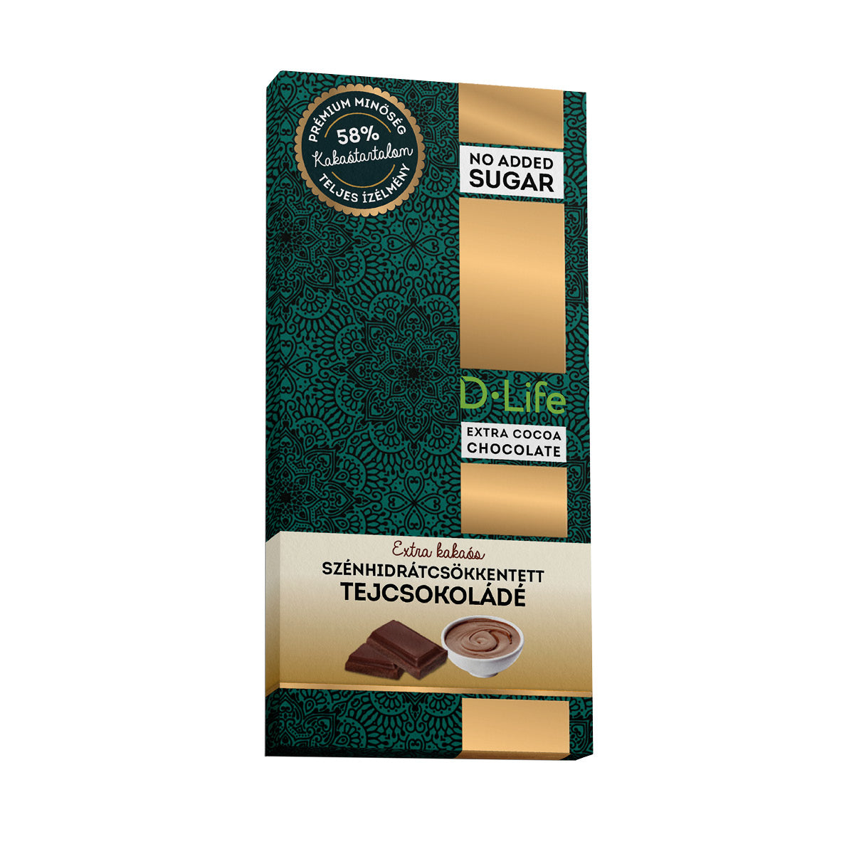 D-Life sugar-free milk chocolate bar with extra cocoa content 80g